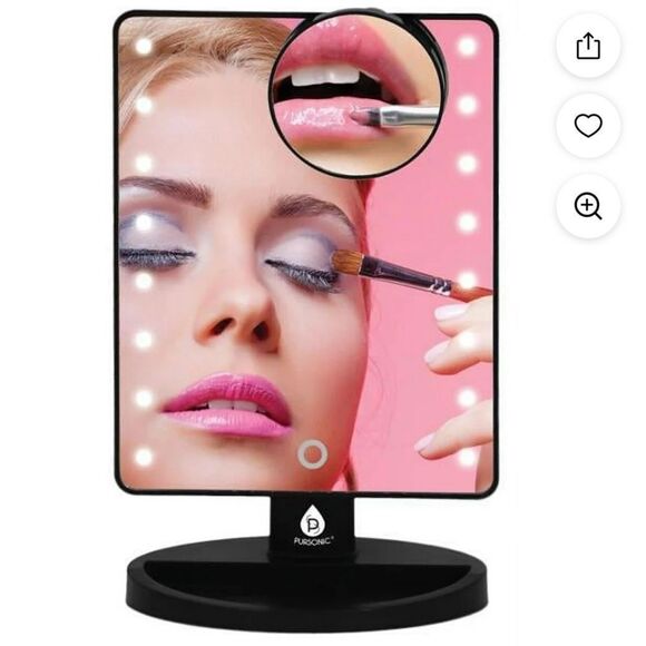 Pursonic LED Touch Dimmable Makeup Mirror, Detachable 5X Mirror in Black. NIB - Picture 10 of 10